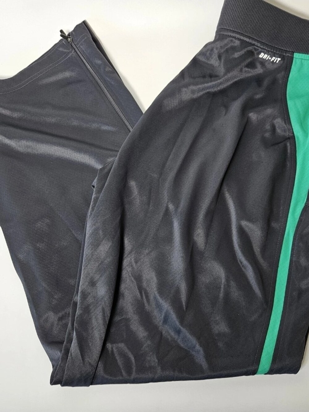 Nike Dri-Fit Track Pants Dark Gray Green Side Stripe Women's Size Large